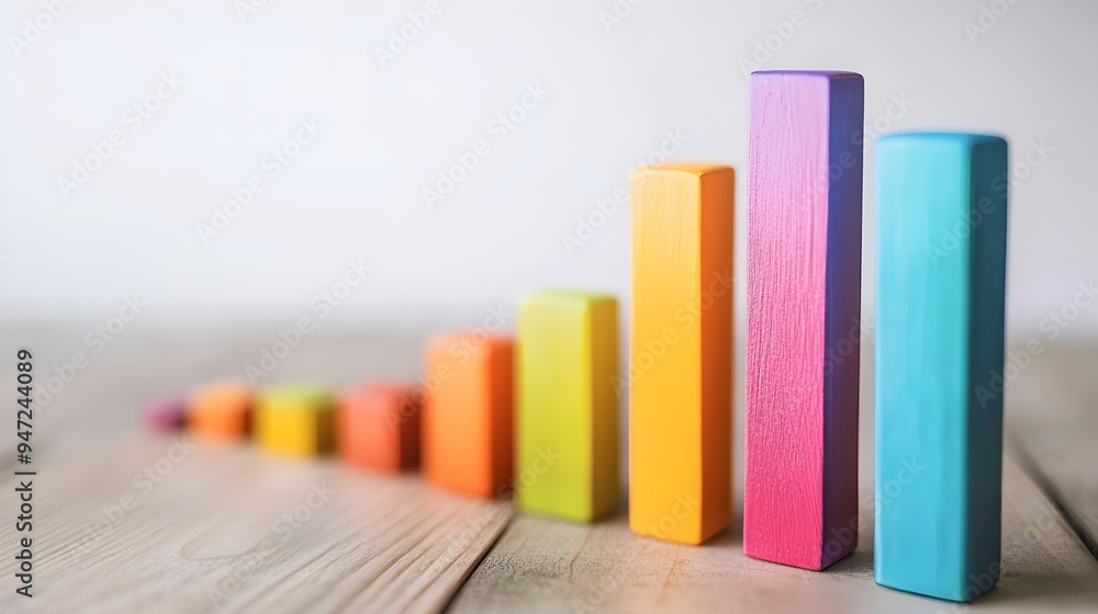 Colorful Graphic Bars Showing Business Growth and Data Analytics Colorful Graphic Bars Showing Business Growth and Data Analytics