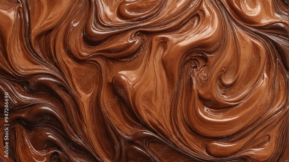 Close-up swirled pattern dark chocolate chocolate appears to Cho Close-up swirled pattern dark chocolate chocolate appears to Cho