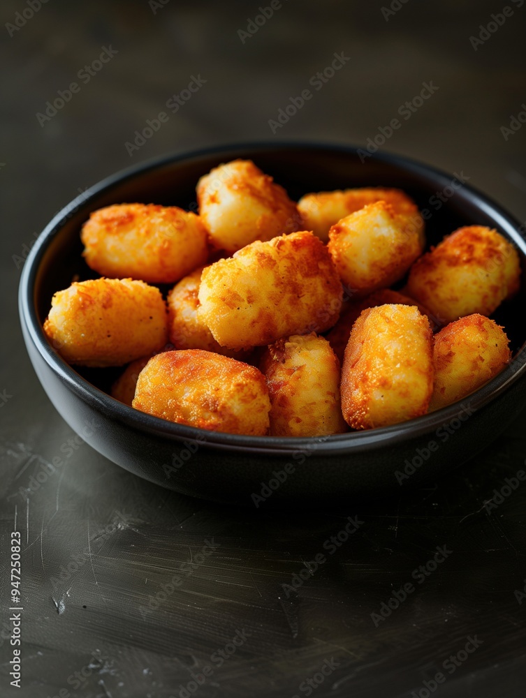 Traditional Spanish Croquetas Close up on Black Background Traditional Spanish Croquetas Close up on Black Background