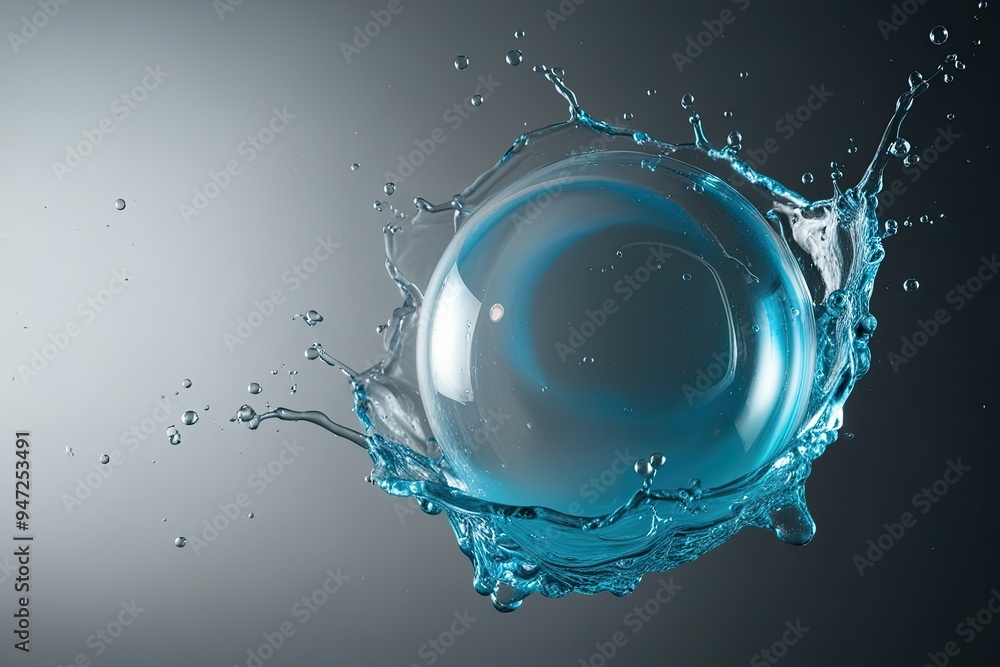 Fototapeta premium Cyan Cloud Bubble Splash Isolated on Stark Background