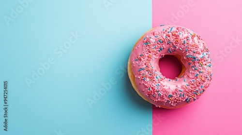 Pink Glazed Donut on Pastel Background