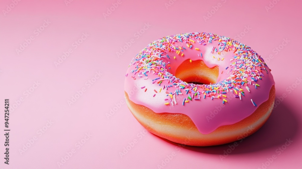 Pink Glazed Donut with Sprinkles Pink Glazed Donut with Sprinkles