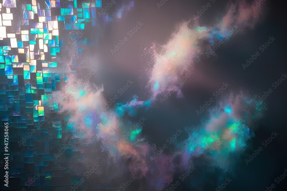 Ethereal Iridescent Twilight Colors Blending on Mosaic Textured Shadows with Dreamy Glow Ethereal Iridescent Twilight Colors Blending on Mosaic Textured Shadows with Dreamy Glow
