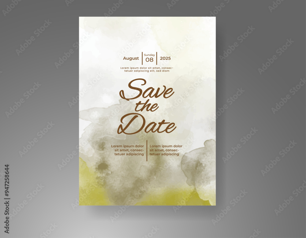 Wedding invitation with Abstract splashed watercolor background Wedding invitation with Abstract splashed watercolor background