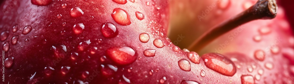 Dewy Apple A closeup of a red apple covered in fresh water droplets, with vibrant lighting that accentuates the rich colors and textures of the fruit Dewy Apple A closeup of a red apple covered in fresh water droplets, with vibrant lighting that accentuates the rich colors and textures of the fruit
