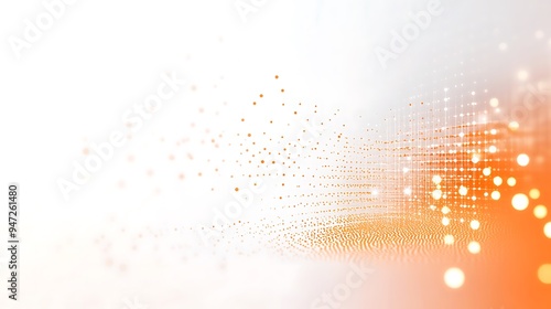 Abstract Orange and White Background with Dotted Grid