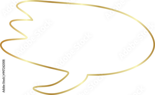 Speech bubble outlined glossy gold style