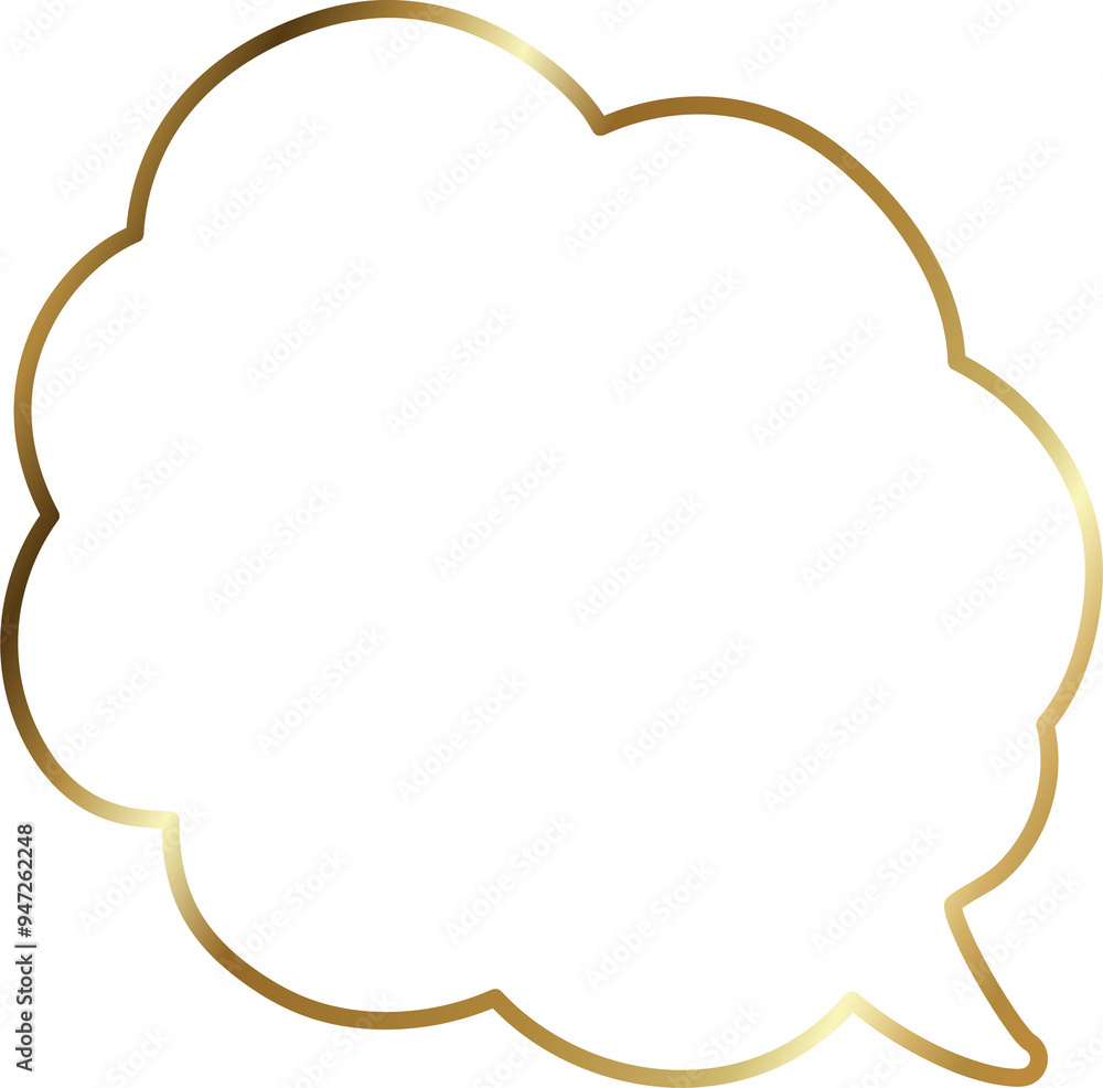 Speech bubble outlined glossy gold style Speech bubble outlined glossy gold style