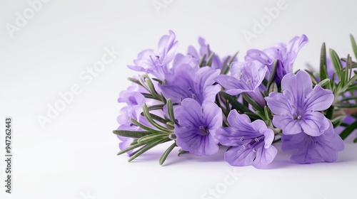 Closeup of rosemary flowers isolated on a white background 