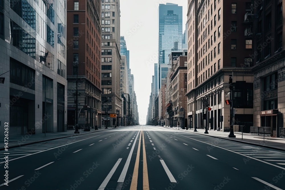 Captivating Image of a Desolate City Street in an Urban Landscape Captivating Image of a Desolate City Street in an Urban Landscape