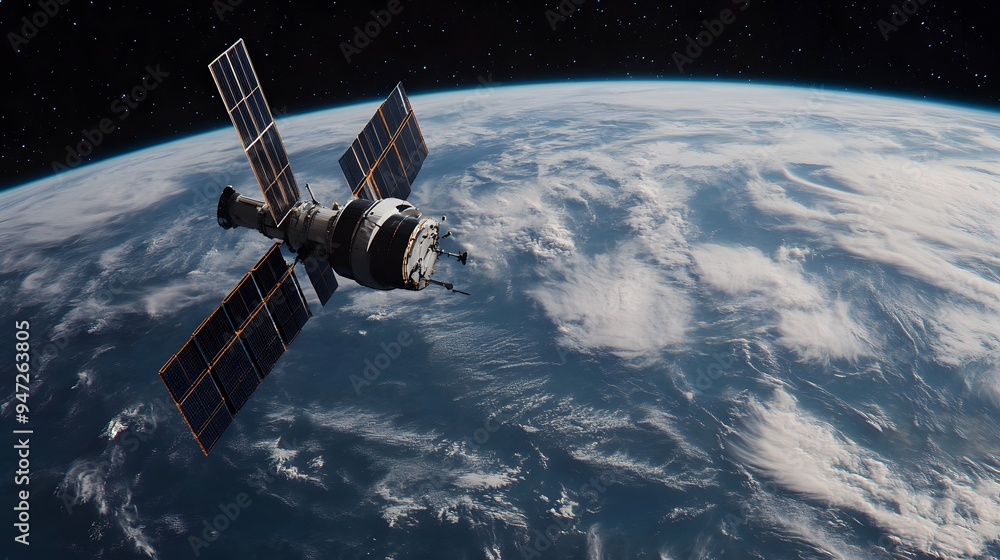 Exploring the Final Frontier: A Satellite's Journey Orbiting the Earth with a Majestic View of Our Blue Planet Exploring the Final Frontier: A Satellite's Journey Orbiting the Earth with a Majestic View of Our Blue Planet