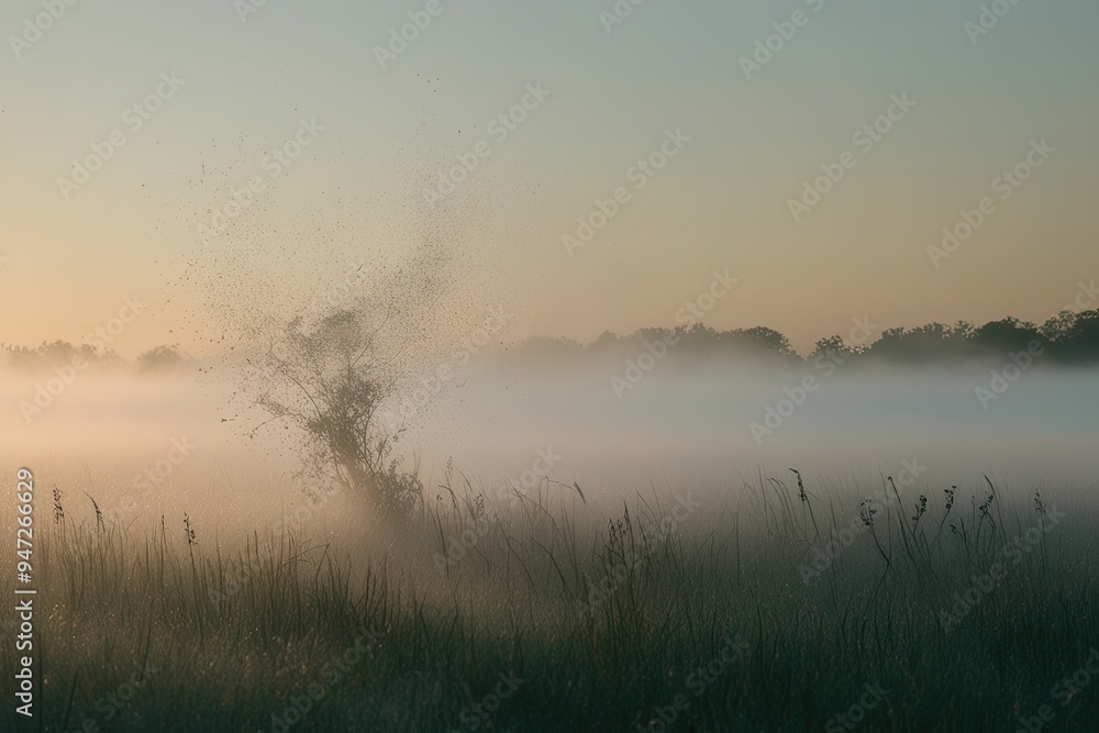 Fototapeta premium Dreamy Soft Glow Texture with Mist Particles and Cinematic Filmography