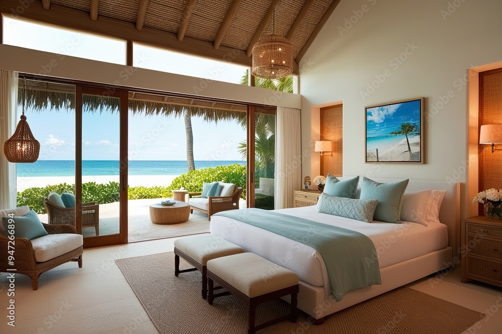 Serene Beachfront Bedroom Decor with Airy Design and Cozy Lighting Serene Beachfront Bedroom Decor with Airy Design and Cozy Lighting