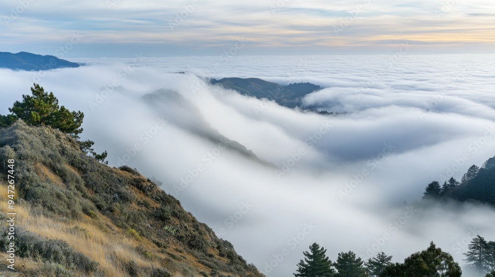 Mountaintop View of a Sea of Clouds Mountaintop View of a Sea of Clouds
