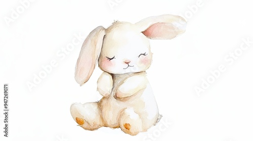 Watercolor Illustration of a Cute Bunny Rabbit