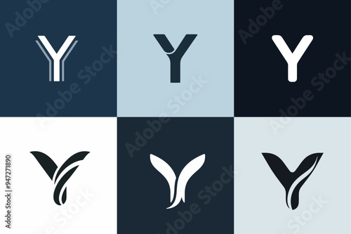 Y letter logo set vector