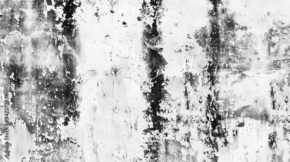 A close-up shot of a dirty black and white wall with cracks and imperfections A close-up shot of a dirty black and white wall with cracks and imperfections