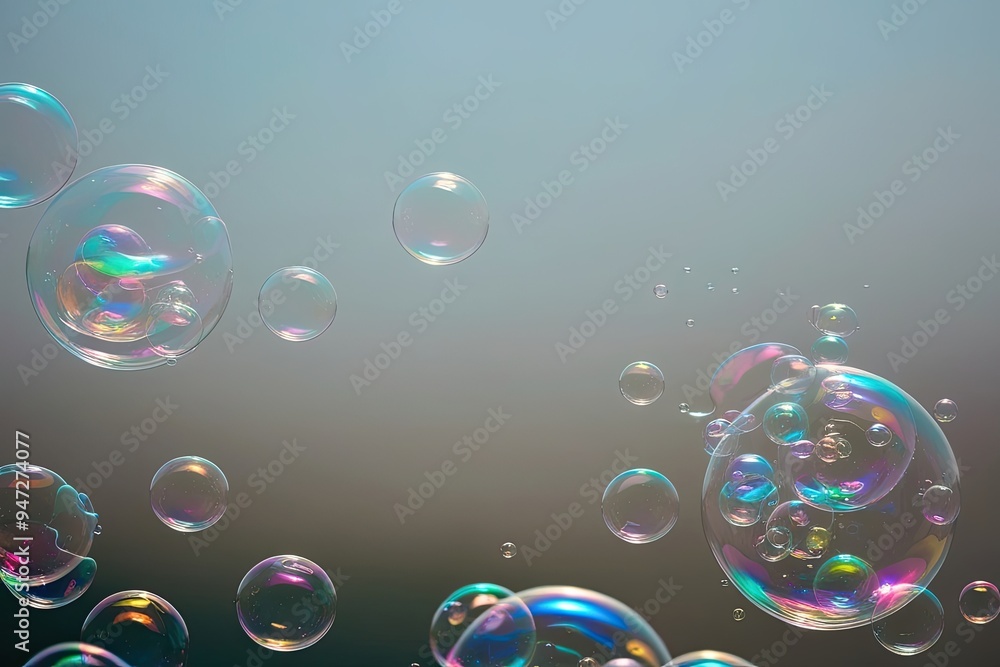Naklejka premium Vibrant Soap Bubbles on a Clean Background