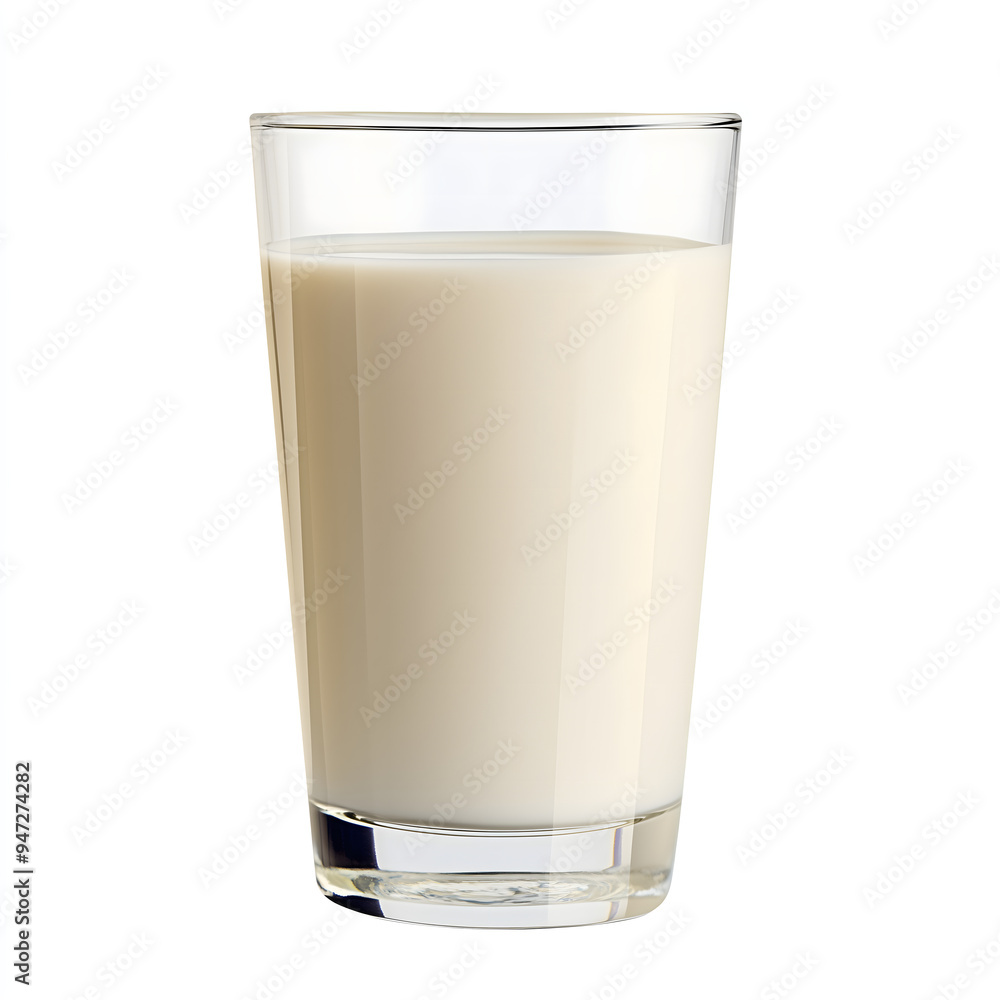 A glass of milk, Isolated, white background A glass of milk, Isolated, white background