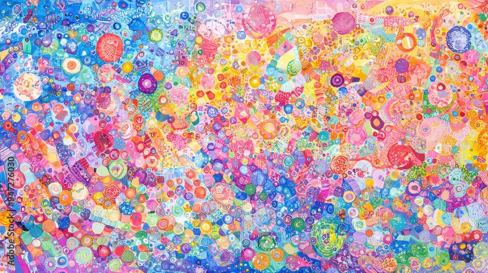 Abstract Colorful Pattern with Geometric Shapes and Circles Abstract Colorful Pattern with Geometric Shapes and Circles