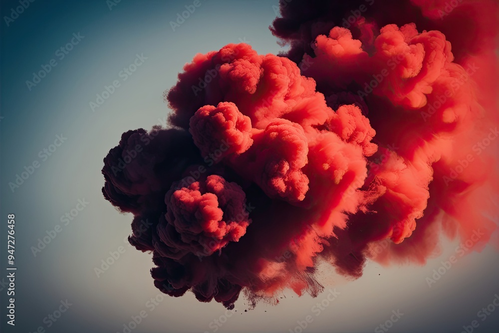 Fototapeta premium Vivid Red Smoke Explosion Effect on Canvas Background