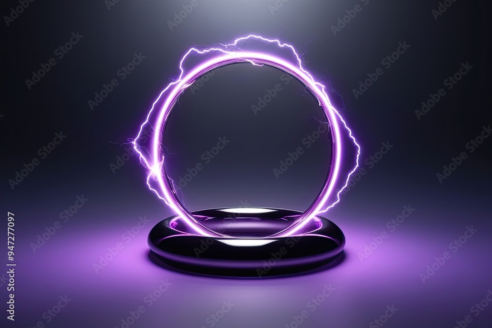 Violet Electric Energy Ring with Astral Arch on Dark Gradient Background Violet Electric Energy Ring with Astral Arch on Dark Gradient Background