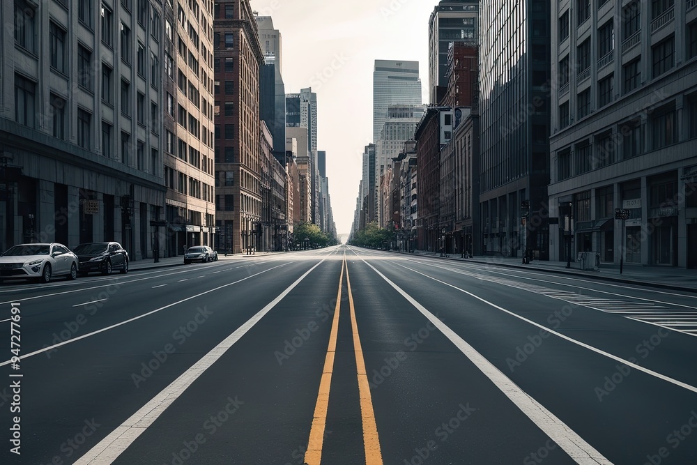 Captivating Illustration of a Vacant Street in a Cityscape Urban Setting Captivating Illustration of a Vacant Street in a Cityscape Urban Setting