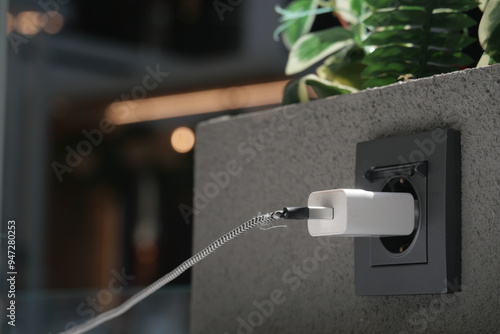 Tablou pe pânză A contemporary modern electric outlet that includes a convenient charger along w