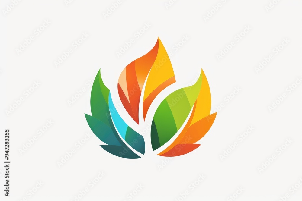 A bright and cheerful logo featuring a stylized leaf design on a clean white background A bright and cheerful logo featuring a stylized leaf design on a clean white background