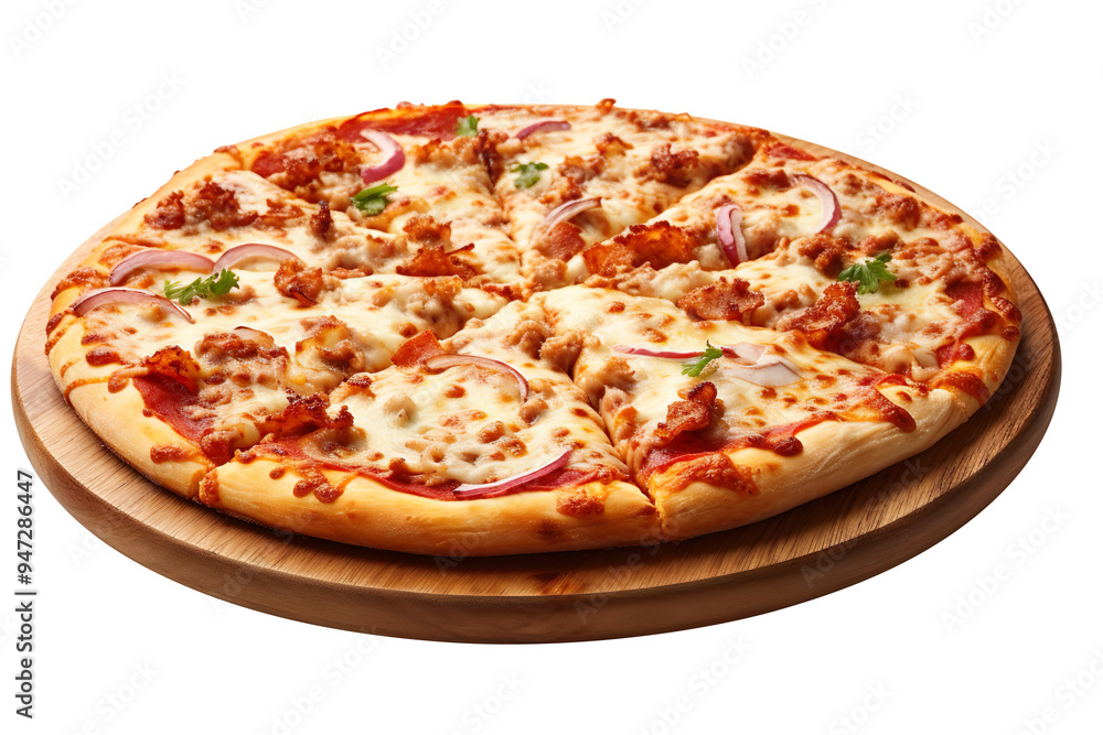 American pizza isolated on clear white background American pizza isolated on clear white background