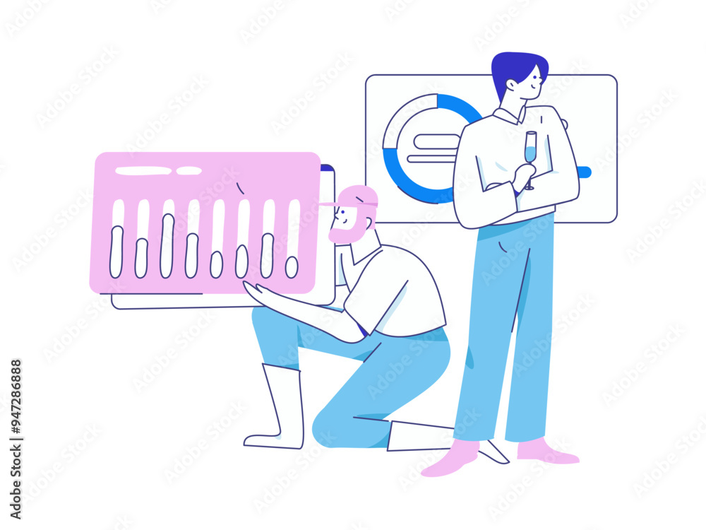 Flat vector illustration of business people operating work scene
Flat vector illustration of business people operating work scene