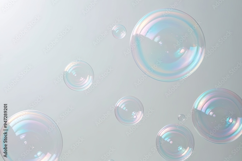 Radiant Soap Bubbles on Clean White Background Radiant Soap Bubbles on Clean White Background