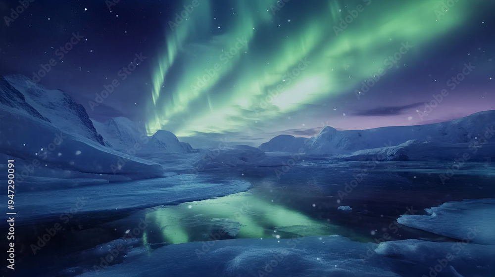 A breathtaking, realistic scene of an aurora illuminating the night sky over a snow-covered Arctic landscape A breathtaking, realistic scene of an aurora illuminating the night sky over a snow-covered Arctic landscape