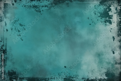 Weathered Teal Vintage Photocopy Texture Background with Distressed Stains photo