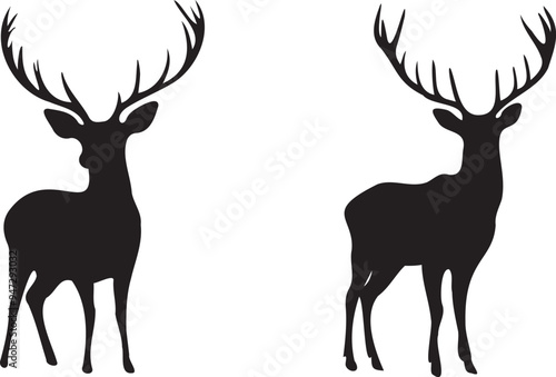 Deer Graphic black silhouette on white background 