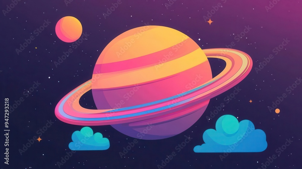 A groovy cartoon planet with colorful rings and swirling clouds, groovy, cartoon planet, vibrant A groovy cartoon planet with colorful rings and swirling clouds, groovy, cartoon planet, vibrant