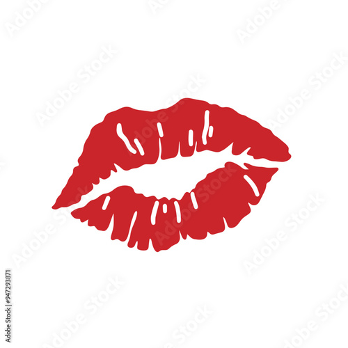 Lipstick lip print red pink seal illustration icon mouth,