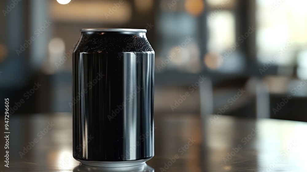 Black Aluminum Can on a Table Black Aluminum Can on a Table