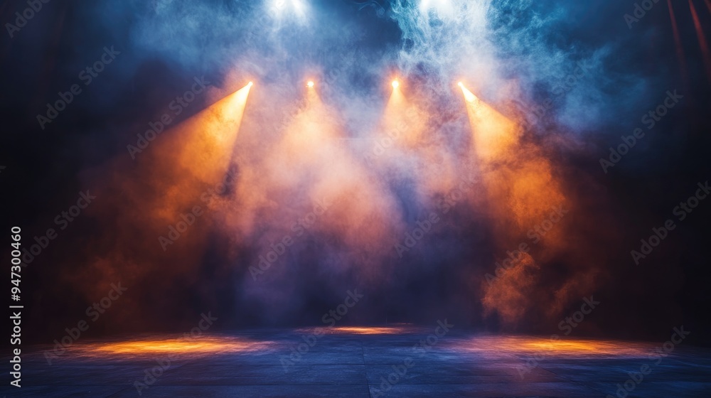 Fototapeta premium Stage with Spotlights and Smoke