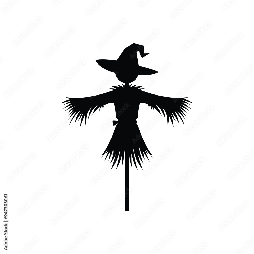 Fototapeta premium Scarecrow Silhouette Vector Illustration - Perfect for Halloween and Fall Harvest Designs