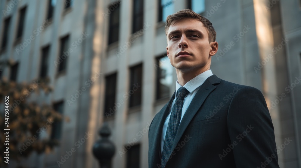 Man in Suit Looking Confident in City Man in Suit Looking Confident in City