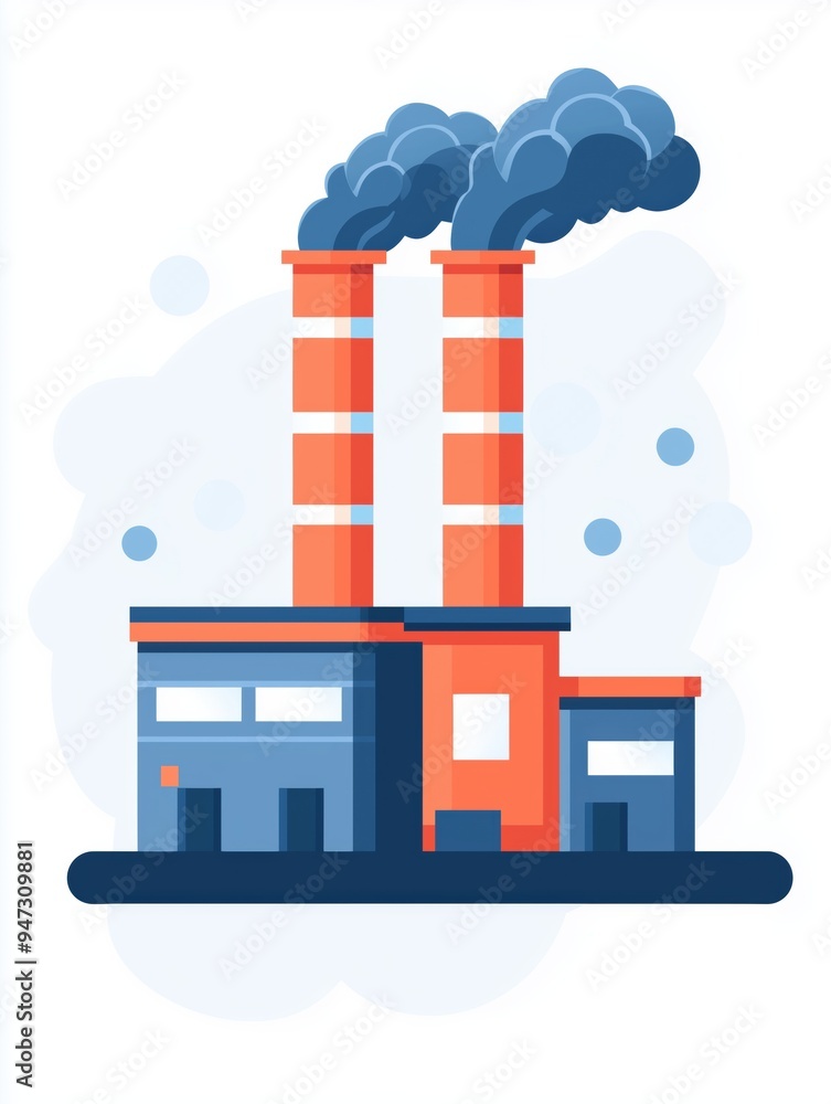 Naklejka premium Clean Industrial Factory Icon with Advanced Technology, Smoke-Free Chimneys, and Modern Machinery | High-Quality Vector Design for Sustainable Industry and Manufacturing Concepts