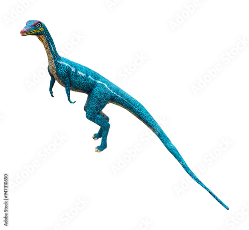 Procompsognathus is a carnivore of the coelophysid theropod dinosaur that lived later in the Triassic Period. Procompsognathus has a transparent background. photo