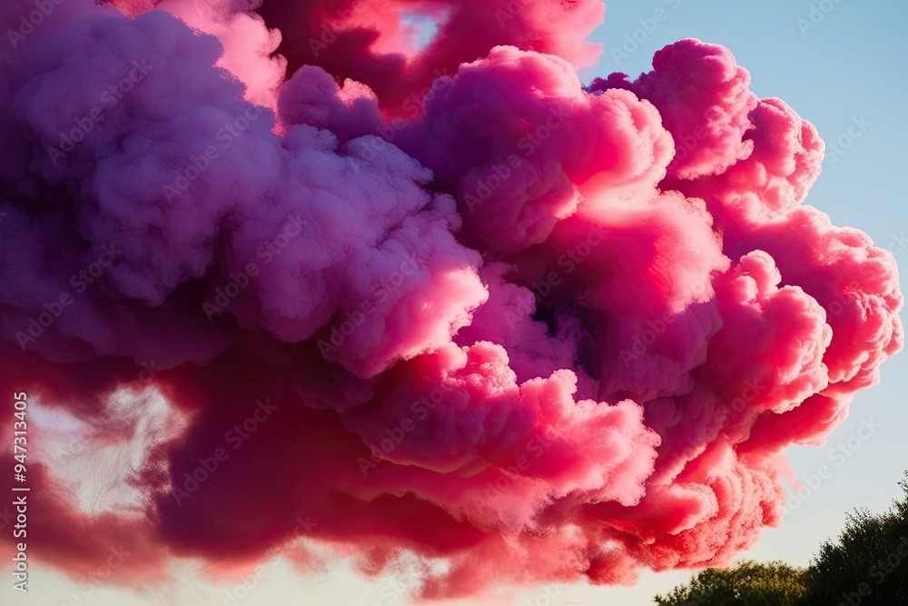 Vibrant Magenta Smoke Cloud Flare on White Background Vibrant Magenta Smoke Cloud Flare on White Background