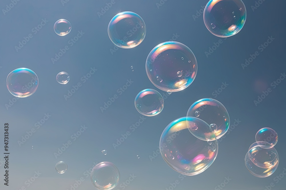 Joyful Floating Soap Bubbles on a Transparent Background Joyful Floating Soap Bubbles on a Transparent Background