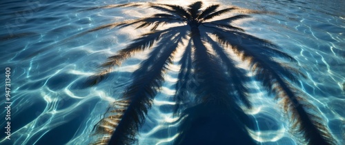 Palm Tree Shadow Reflected in Rippling Water