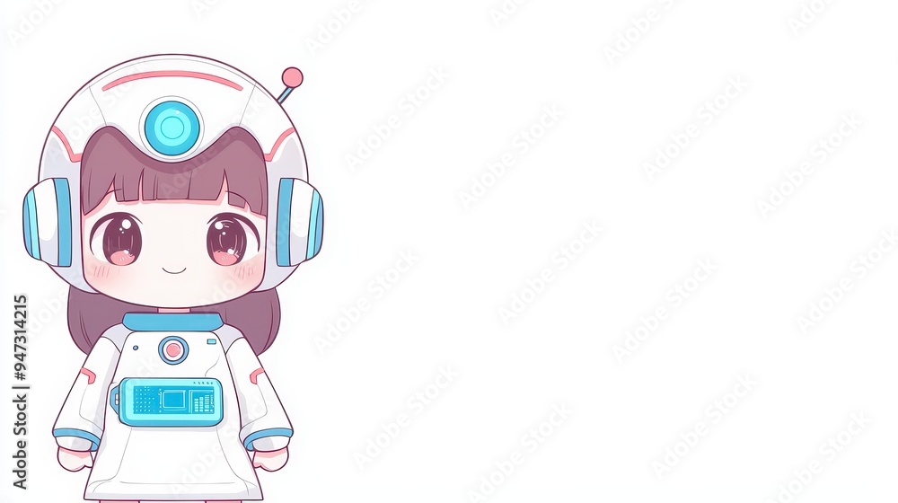 Cute Robot Girl Cartoon Character Illustration Cute Robot Girl Cartoon Character Illustration