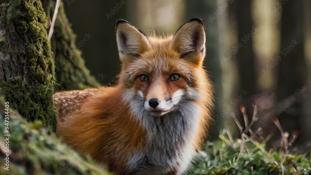 close-up, a fox in the greenery close-up, a fox in the greenery