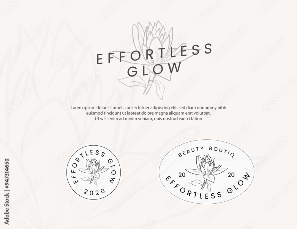 Naklejka premium Classic beauty logo branding concept. set of logo and signage brand identity