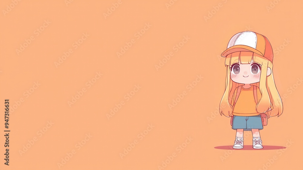 Cute Anime Girl Character With Backpack Cute Anime Girl Character With Backpack